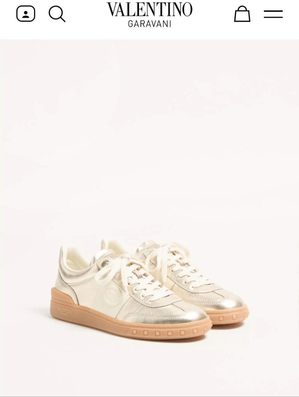 Valentino Upvillage Trainer In Gold & Cream EUC Sz 38.5